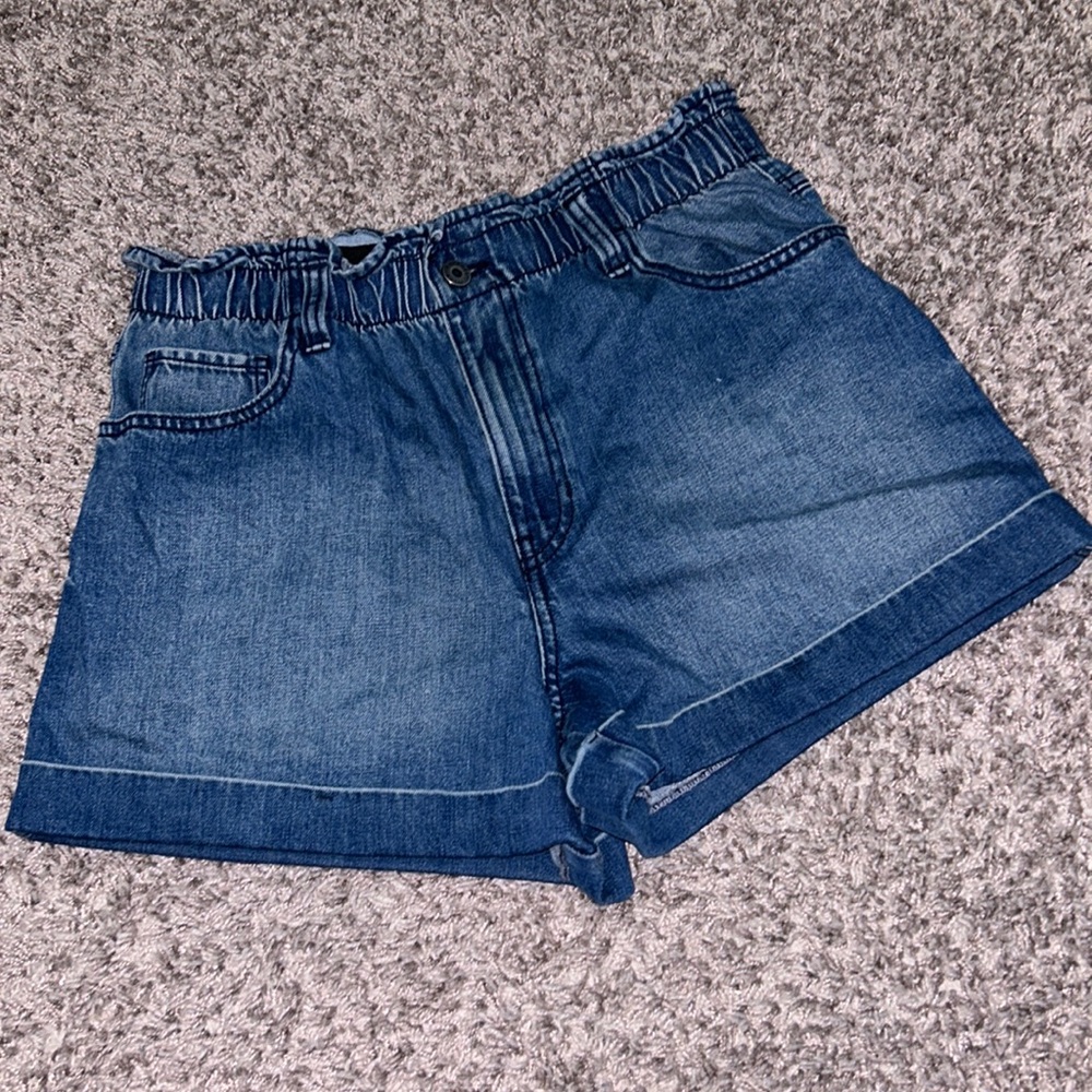 Sincerely Jules Denim Paperbag Waist Shorts Blue Size 7 28 Cuffed